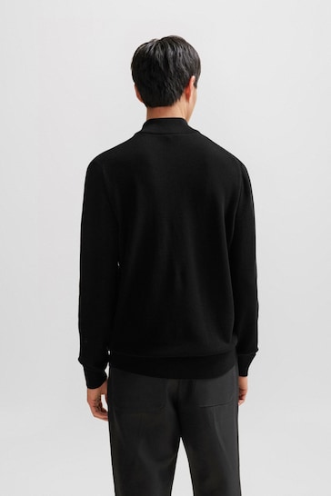 BOSS Black Zip Neck Premium Knitted Jumper