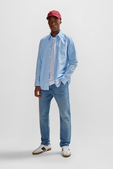 Buy BOSS Blue Regular-Fit Shirt in Organic-Cotton Poplin from the