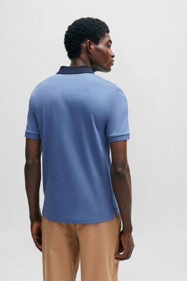 BOSS Blue Colourblock Collar Slim Fit Polo Shirt
