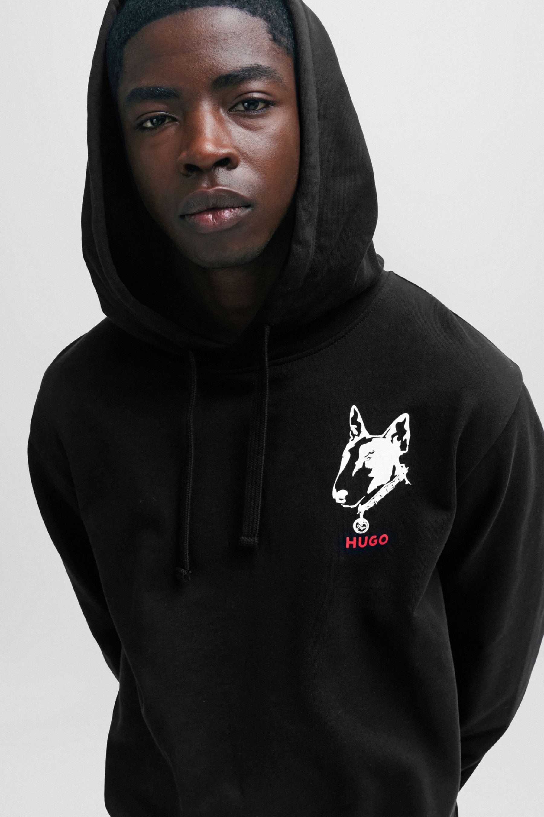 Buy HUGO Black Dog Graphic Relaxed Fit Hoodie from the Next UK