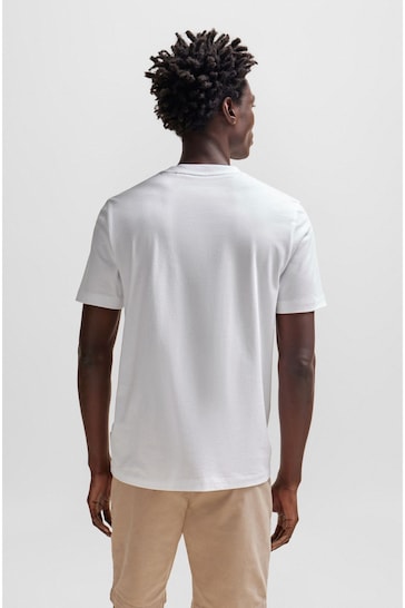 BOSS White Regular Fit Enlarged Graphic Logo T-Shirt