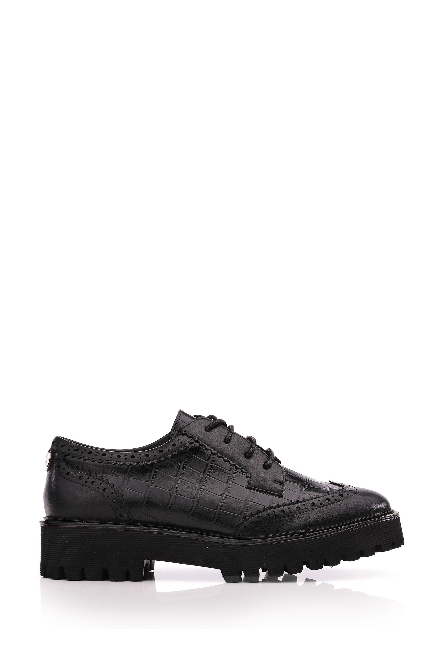 Buy Moda in Pelle Elviee Lace Up Chunky Brogue Black Shoes from
