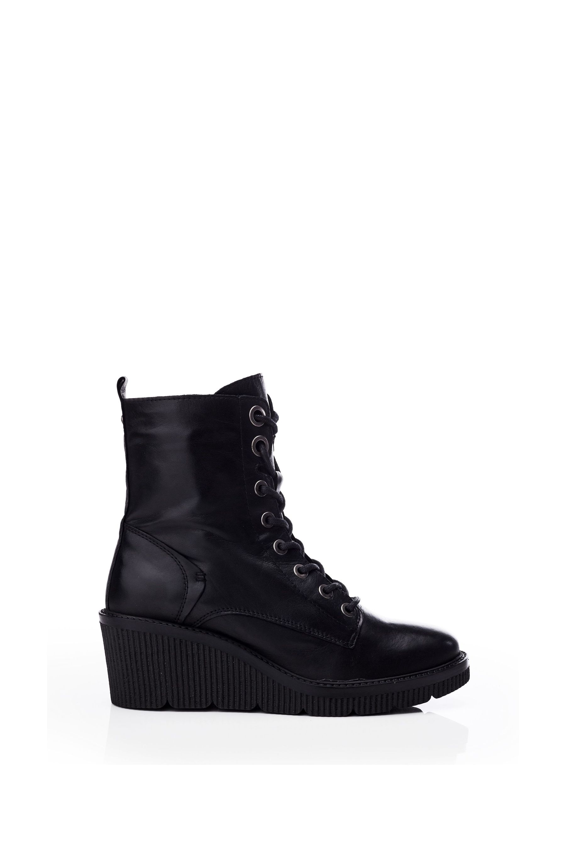 Black lace up wedge ankle boots hot sale