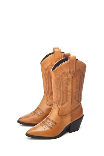 Moda in Pelle Heston Calf Height Western Black Boots