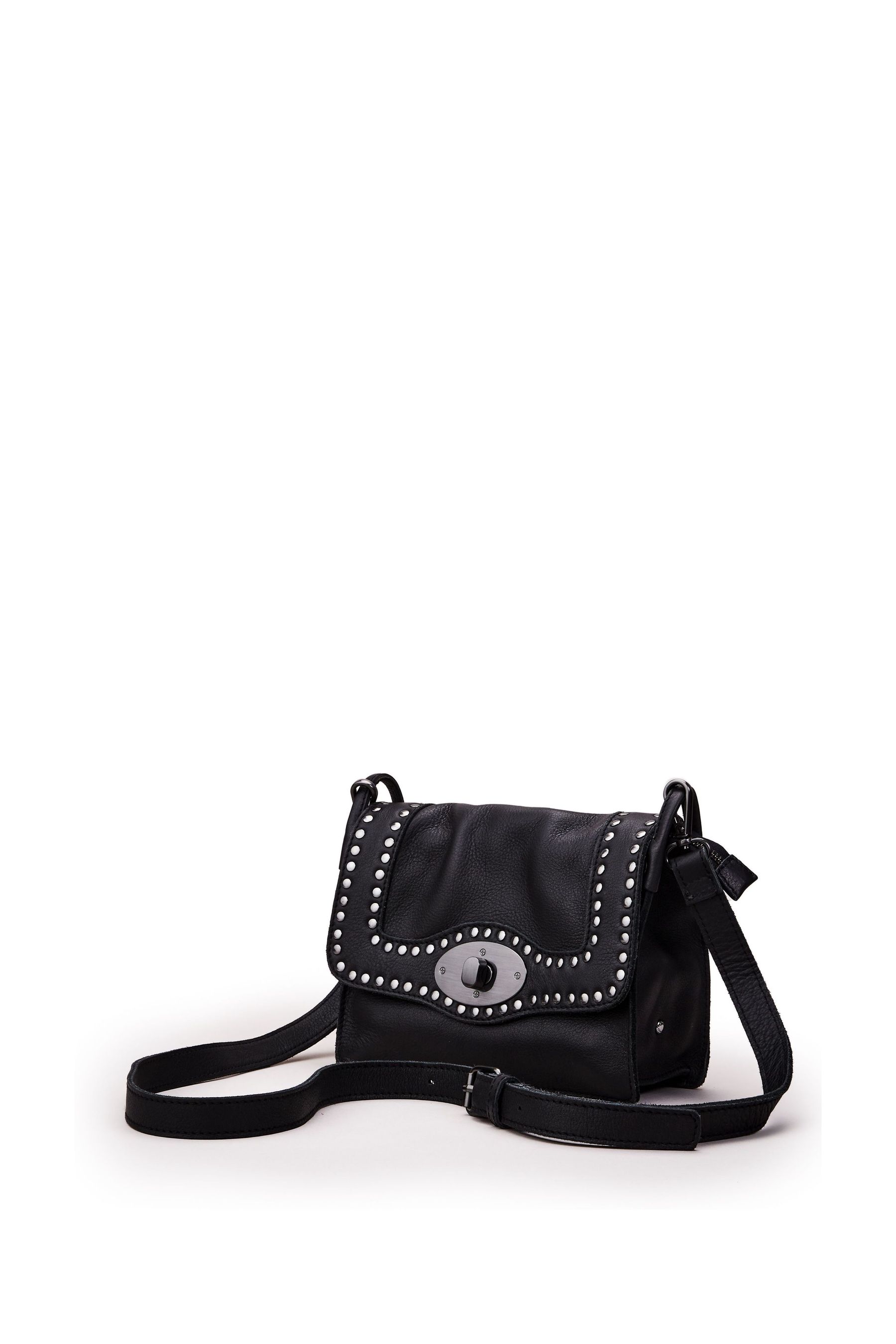 Black leather studded crossbody bag cheap