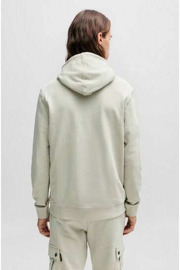 BOSS Natural Logo-Patch Hoodie In Cotton Terry