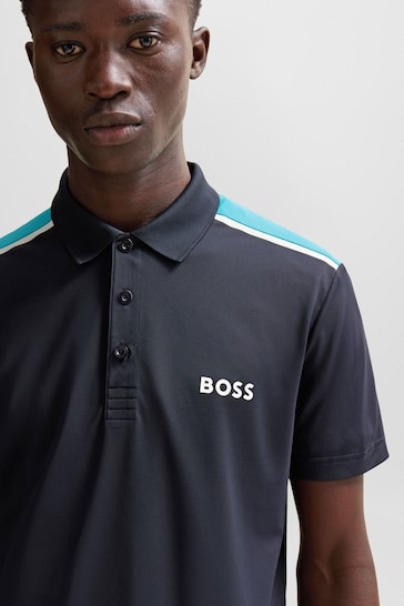 BOSS Black Performance-Stretch Polo Shirt With Contrast Logo