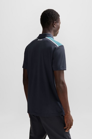BOSS Black Performance-Stretch Polo Shirt With Contrast Logo