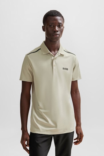 BOSS Natural Performance-Stretch Polo Shirt With Contrast Logo