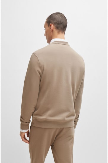 BOSS Brown Cotton Terry Relaxed Fit Sweatshirt