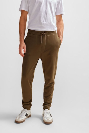 BOSS Brown Logo Patch Cotton Terry Joggers