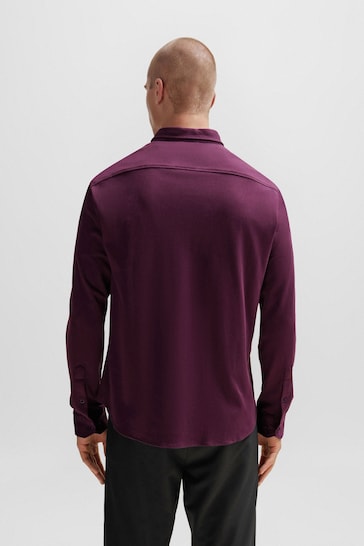 BOSS Purple Cotton Pique Regular Fit Shirt