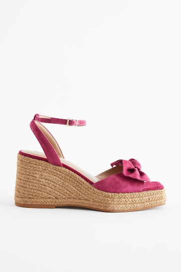 Pink Forever Comfort® Leather Bow Wedges