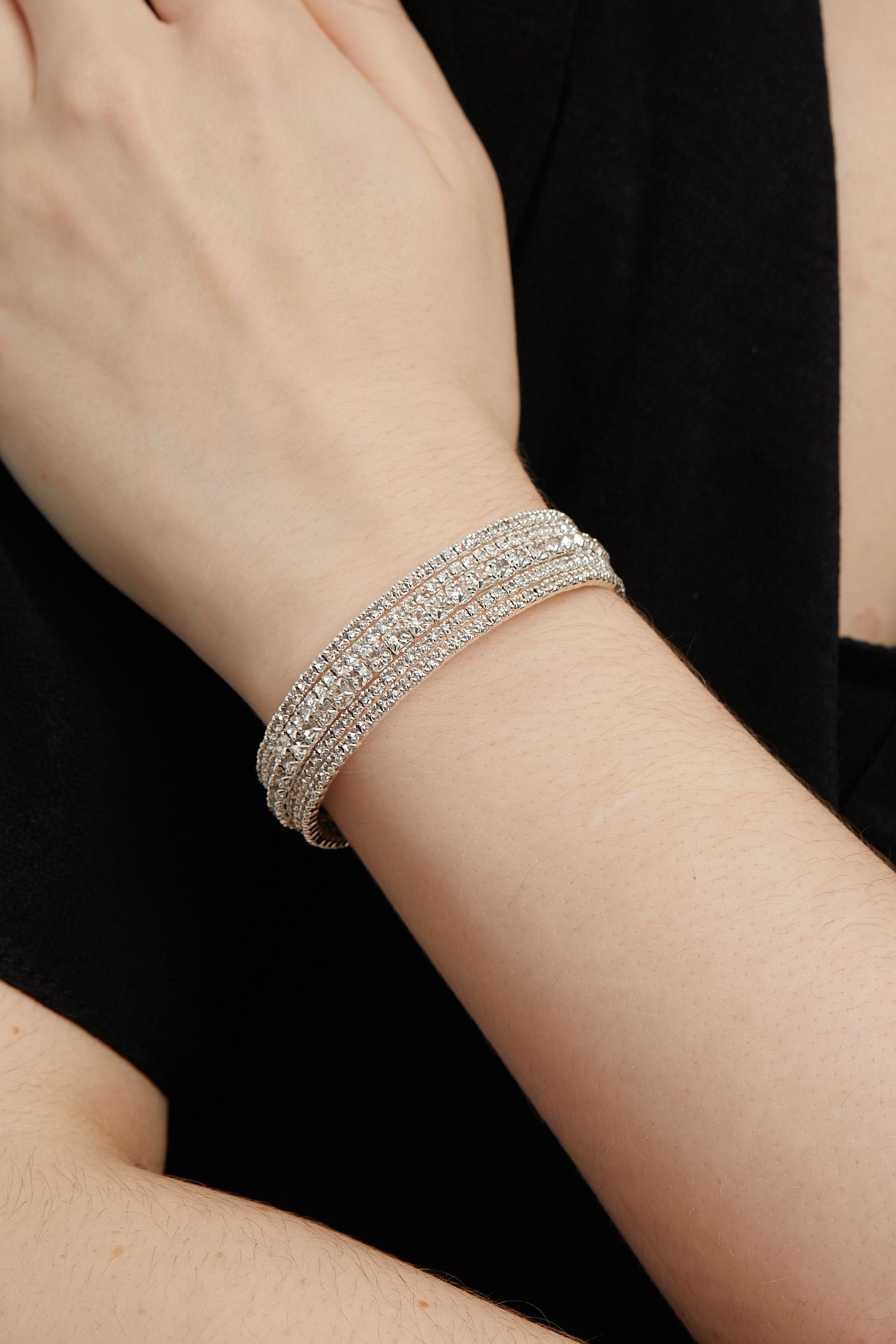 Buy Lipsy Jewellery Silver Crystal Diamante Cuff Bracelet from the