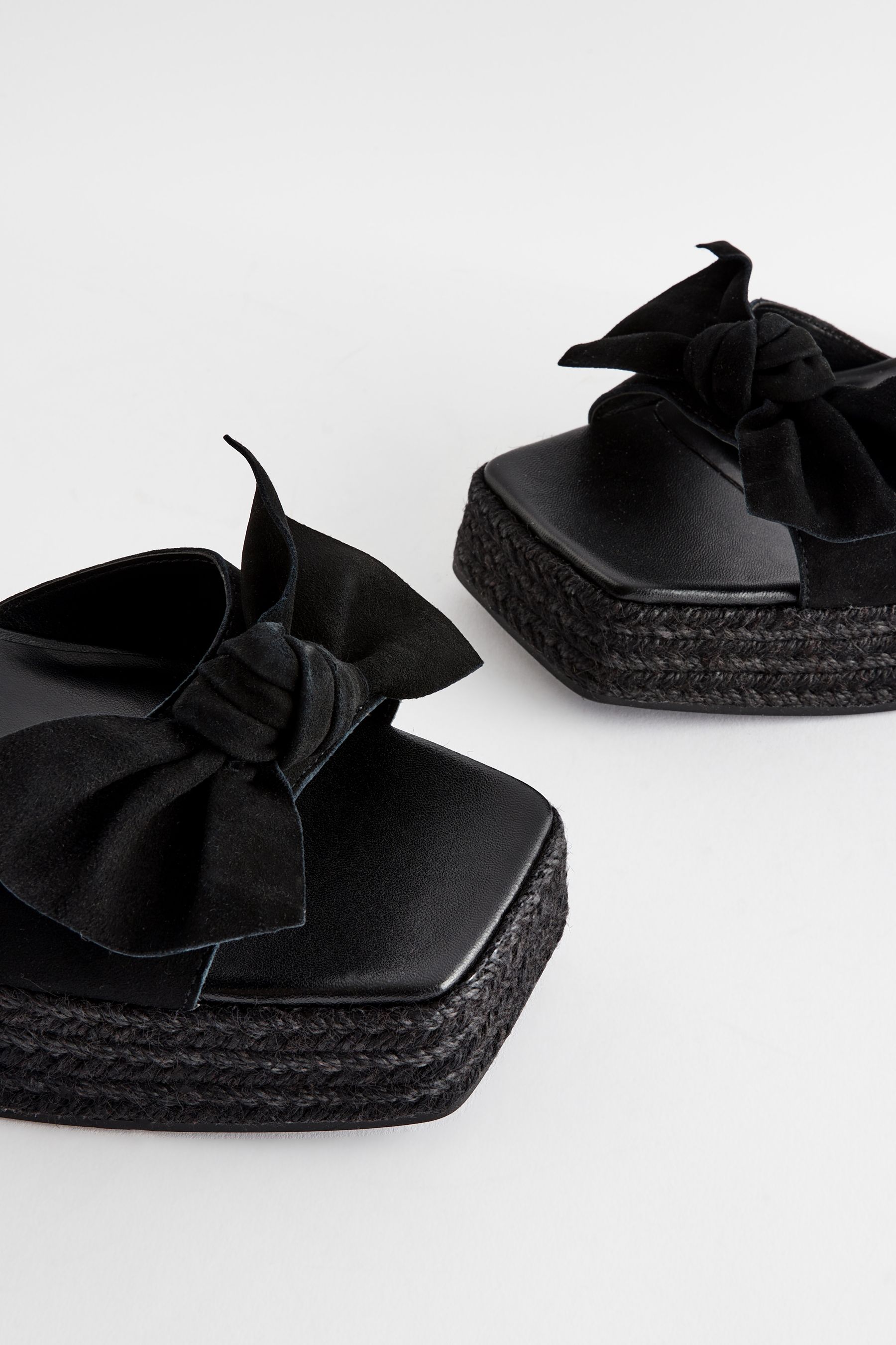 Black Forever Comfort Leather Bow Wedges