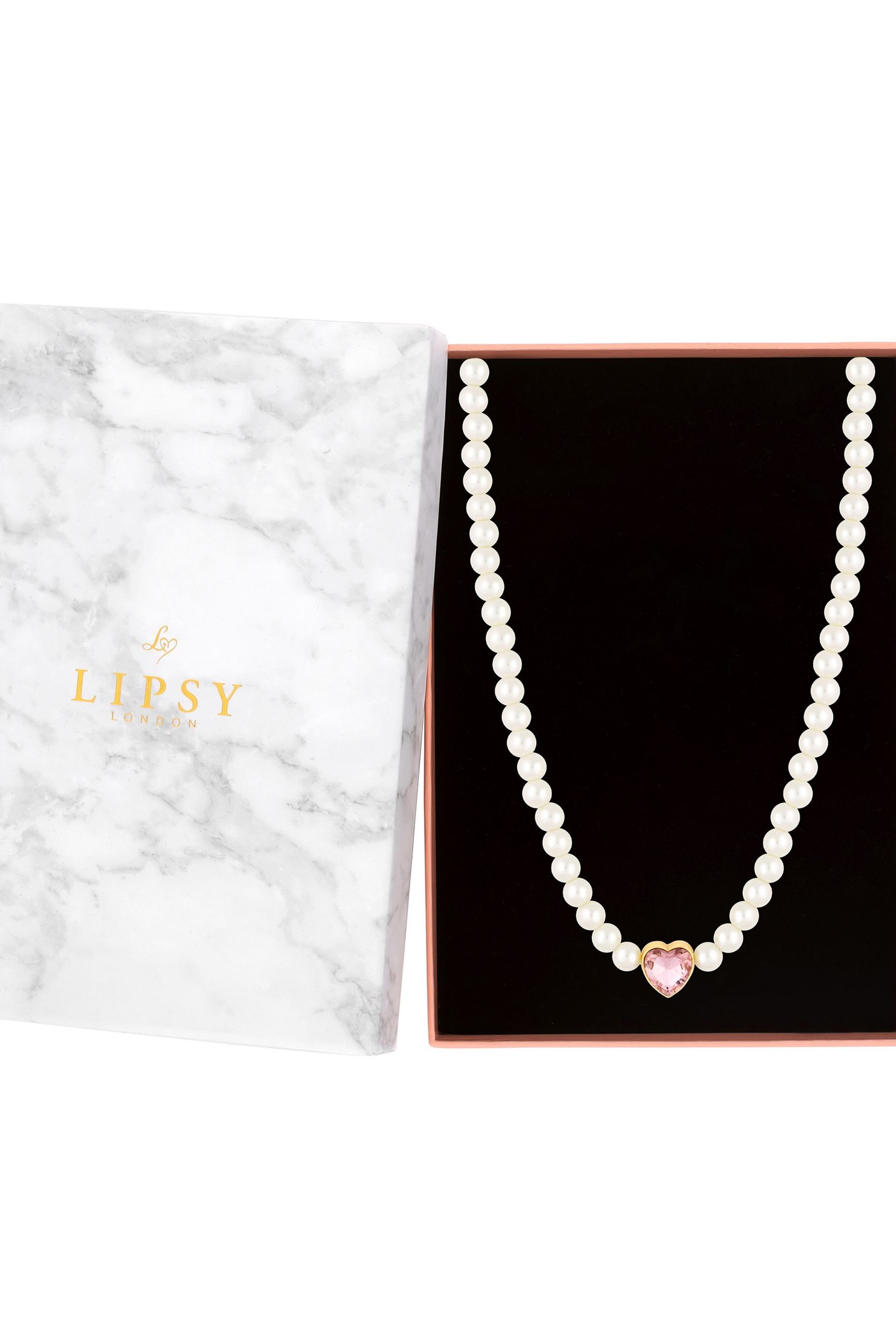 Pearl necklace shop with heart clasp