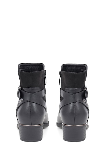 Pavers Buckle Detail Black Ankle Boots