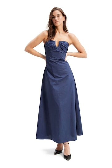 Bardot Blue Lora Poplin Maxi Dress