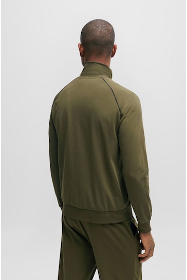 BOSS Green Zip Up Stretch Cotton Sweatshirt