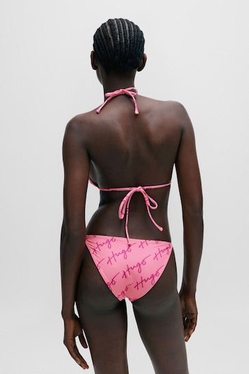 HUGO Pink Quick-Dry Triangle Bikini With Handwritten Logos
