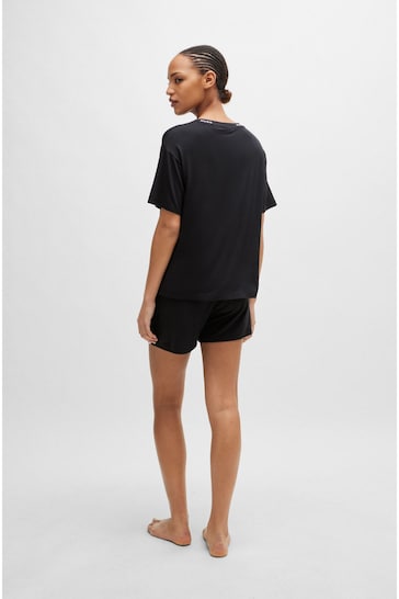 HUGO Stretch Jersey Black Pyjamas With Contrast Logo Details