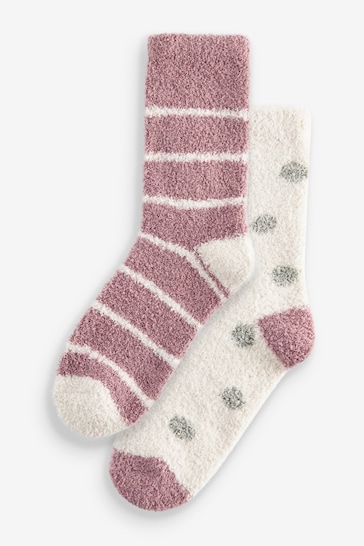 Pink/White Cosy Ankle Socks 2 Pack