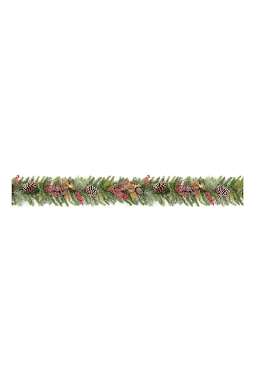Premier Decorations Ltd Green 1.8M Natural Frosted Berry Cone Christmas Garland