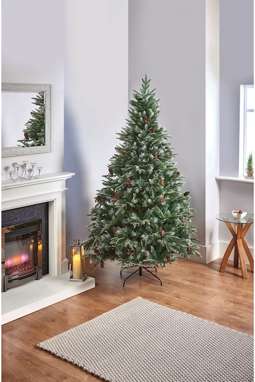 Premier Decorations Ltd Green 7ft Frosted Spruce Berry and Cone Christmas Tree