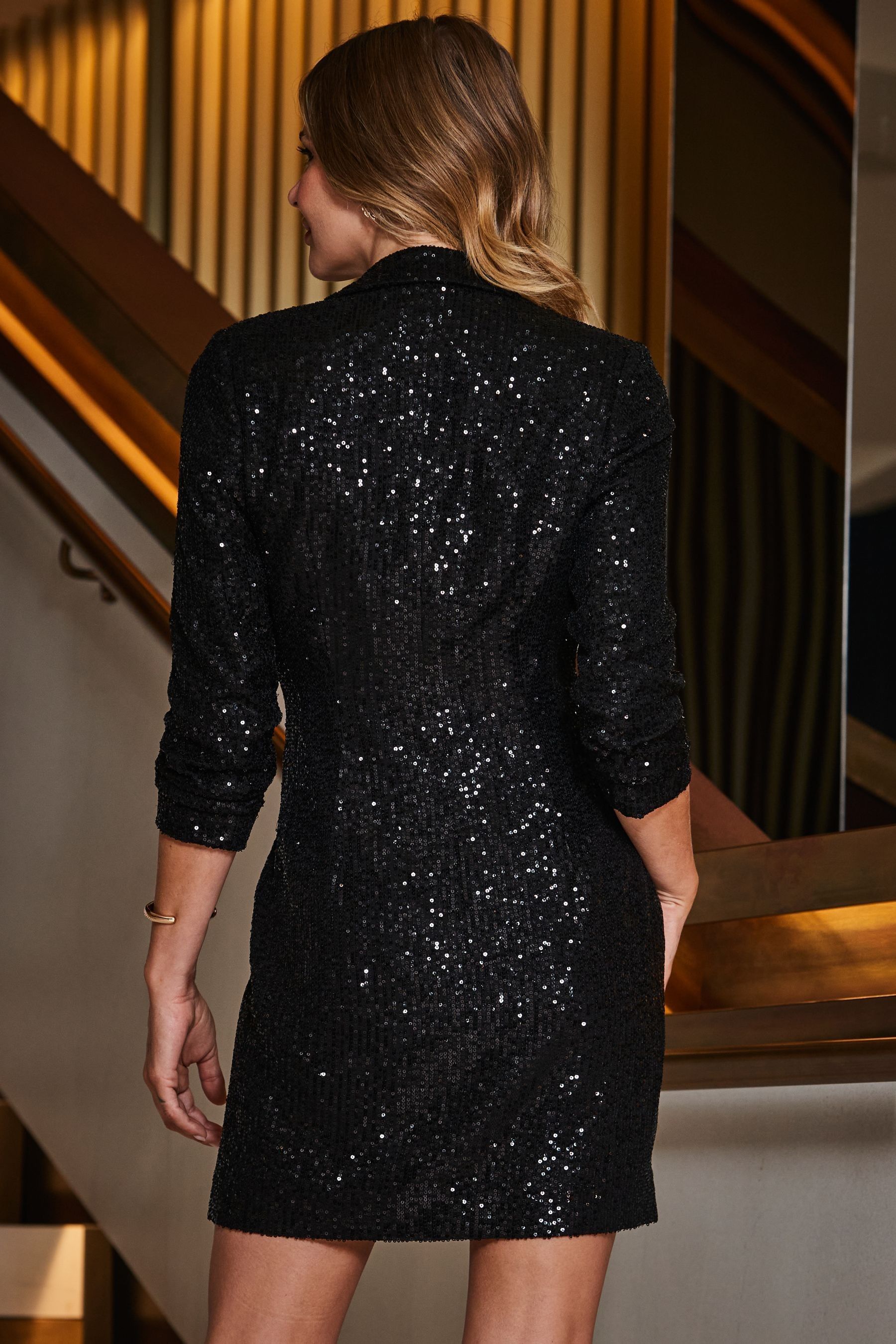 Blazer dress sequin hot sale