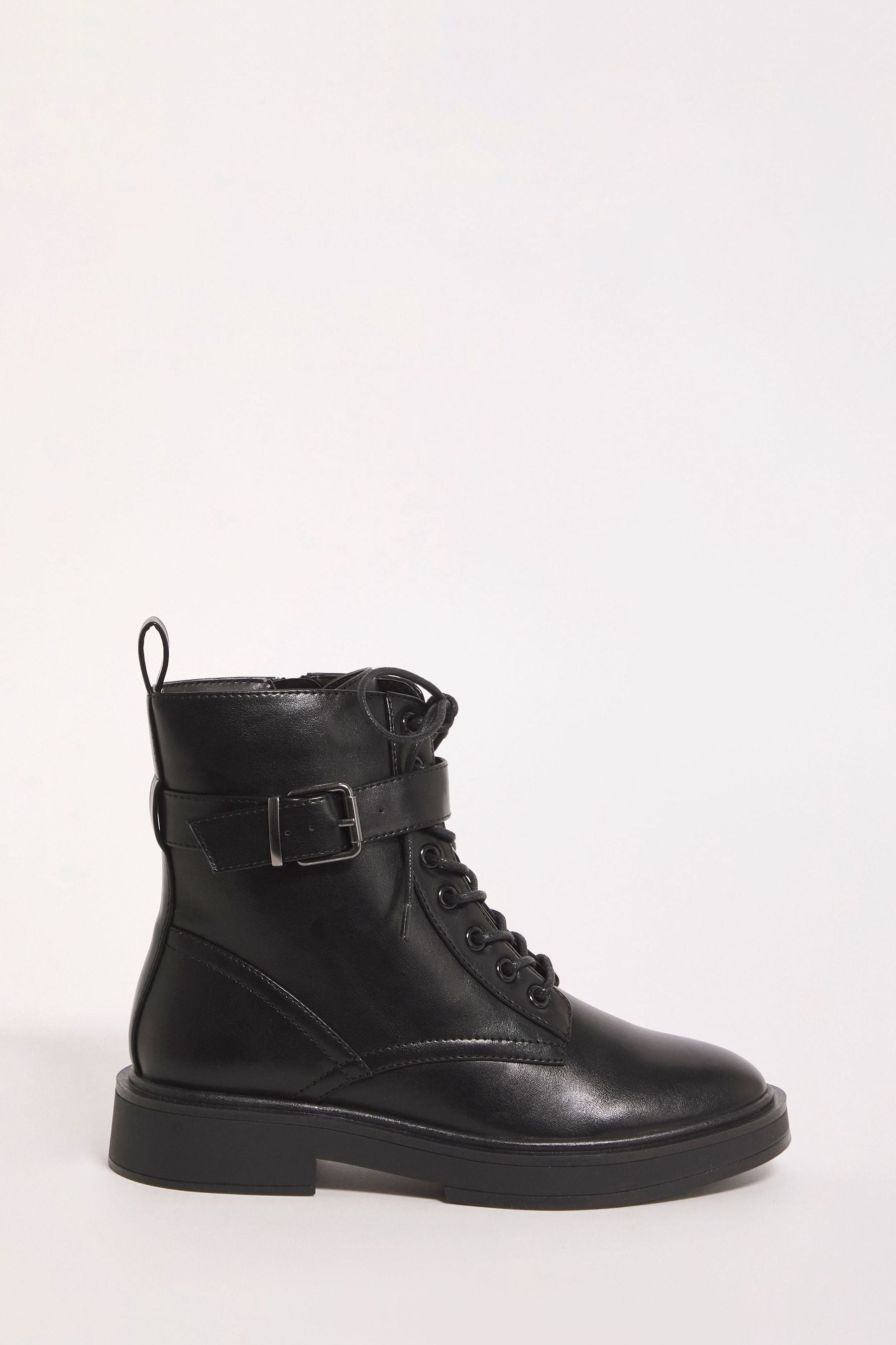 Simply Be Wide Classic Lace Up Black Ankle Boots