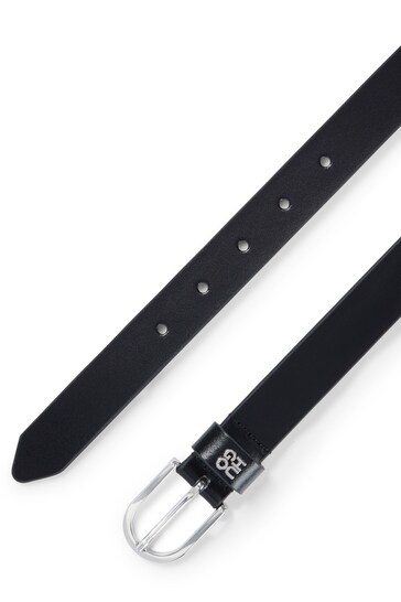 HUGO Stacked Logo Italian Leather Belt