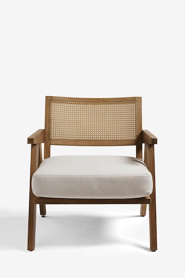 Bronx Frame, Contemporary Tweed Linen Natural Abel Wooden Rattan Accent Chair