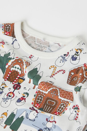 Polarn O Pyret Organic Gingerbread House Print White Christmas Pyjamas