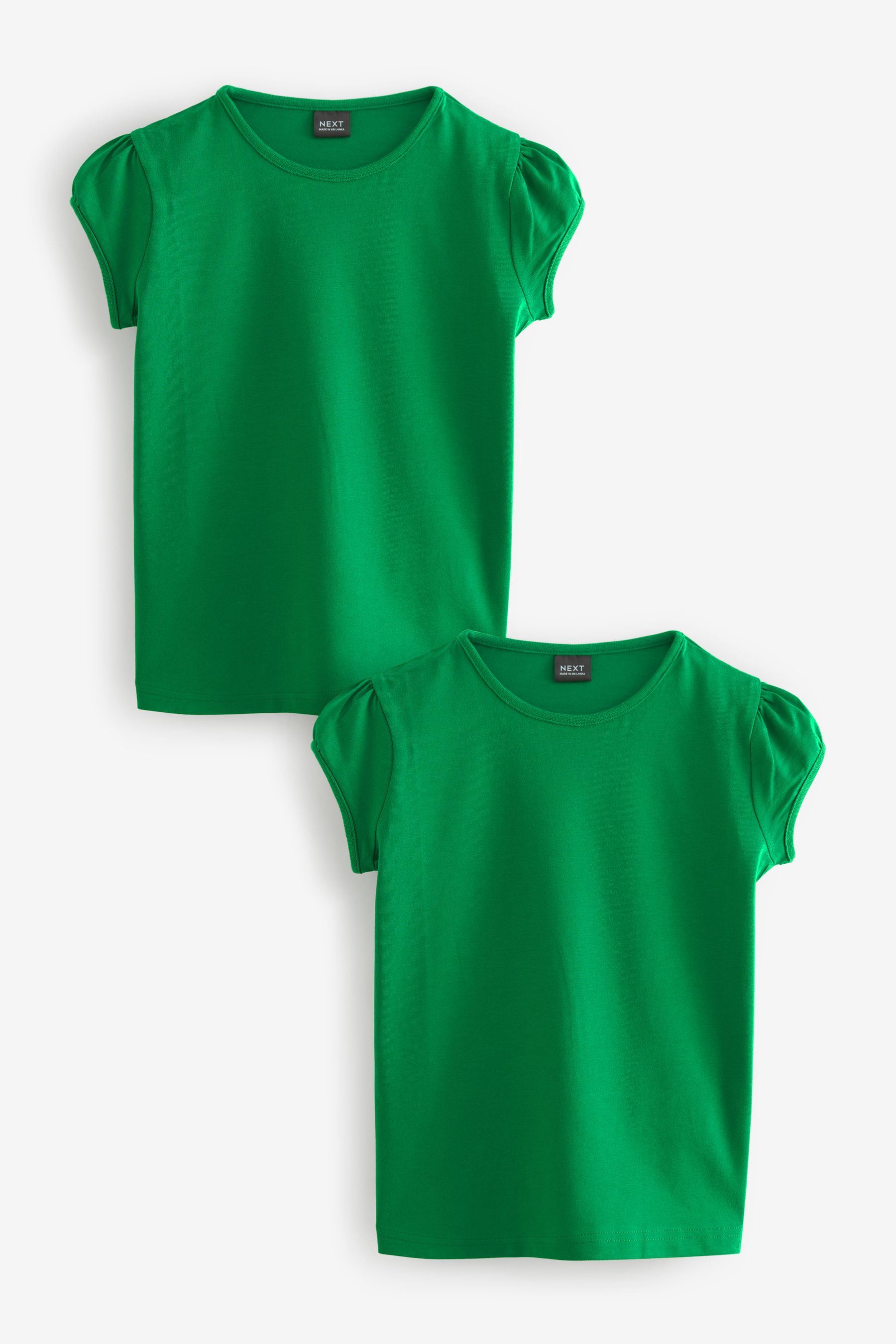 Green 100 Cotton Puff Sleeve T Shirts 2 Pack 3 16yrs