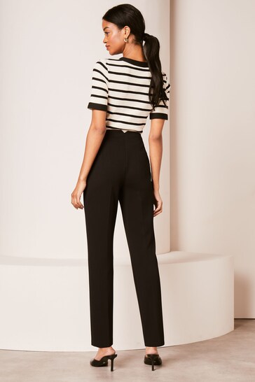 Lipsy Black Jersey Tapered Trouser With Button Detail