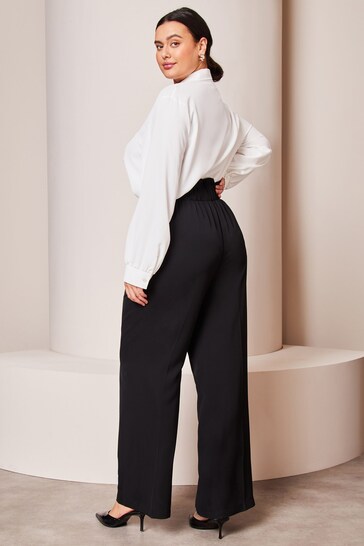 Lipsy Black Curve Belted Wide Leg Trousers