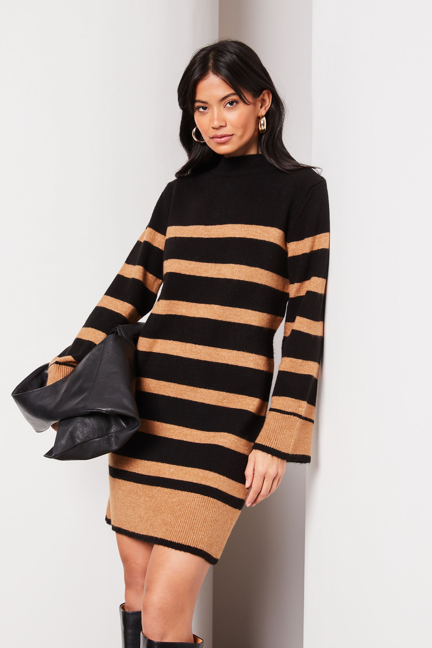 Long sleeve striped sweater dress 2025