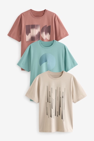Multi Smart Pastel Fade Out Graphic T-Shirts 3 Pack