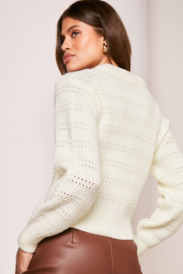 Lipsy Cream Stitch Detail Knitted Bomber Jackets