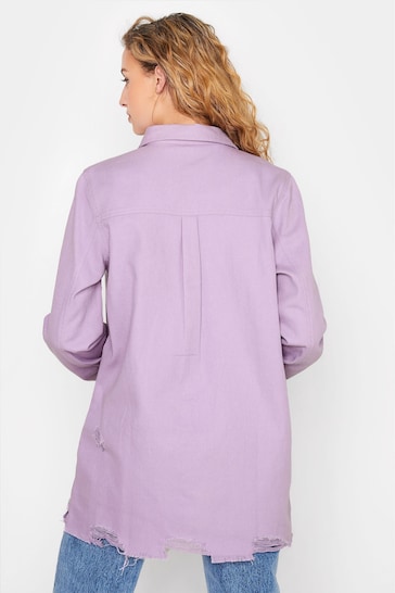 Long Tall Sally Purple Distressed Twill Hem Shirt