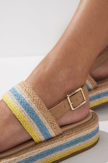 Blue/Yellow Espadrille Flatform Sandals