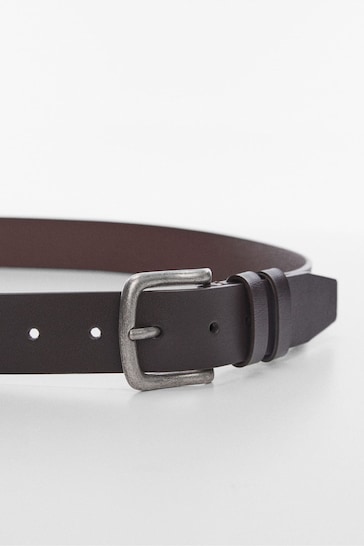 Mango Brown Buckle Leather Belt
