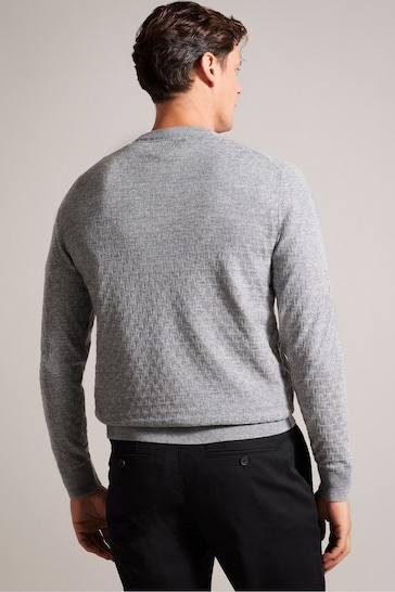 Ted Baker Grey Loung Long Sleeve T Stitch Crew Neck T-Shirt