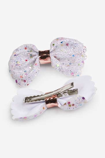Lilac Purple Scallop Bow Hair Clips 2 Pack