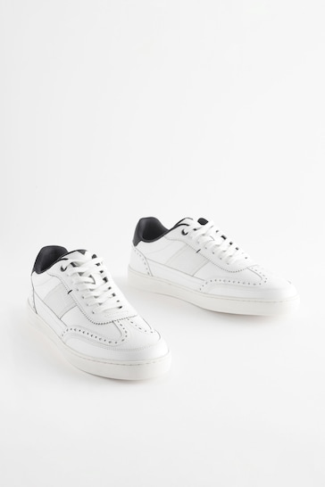 White Leather Brogue Trainers