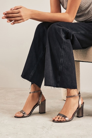 Metallic Extra Wide Fit Forever Comfort® Block Heel Sandals