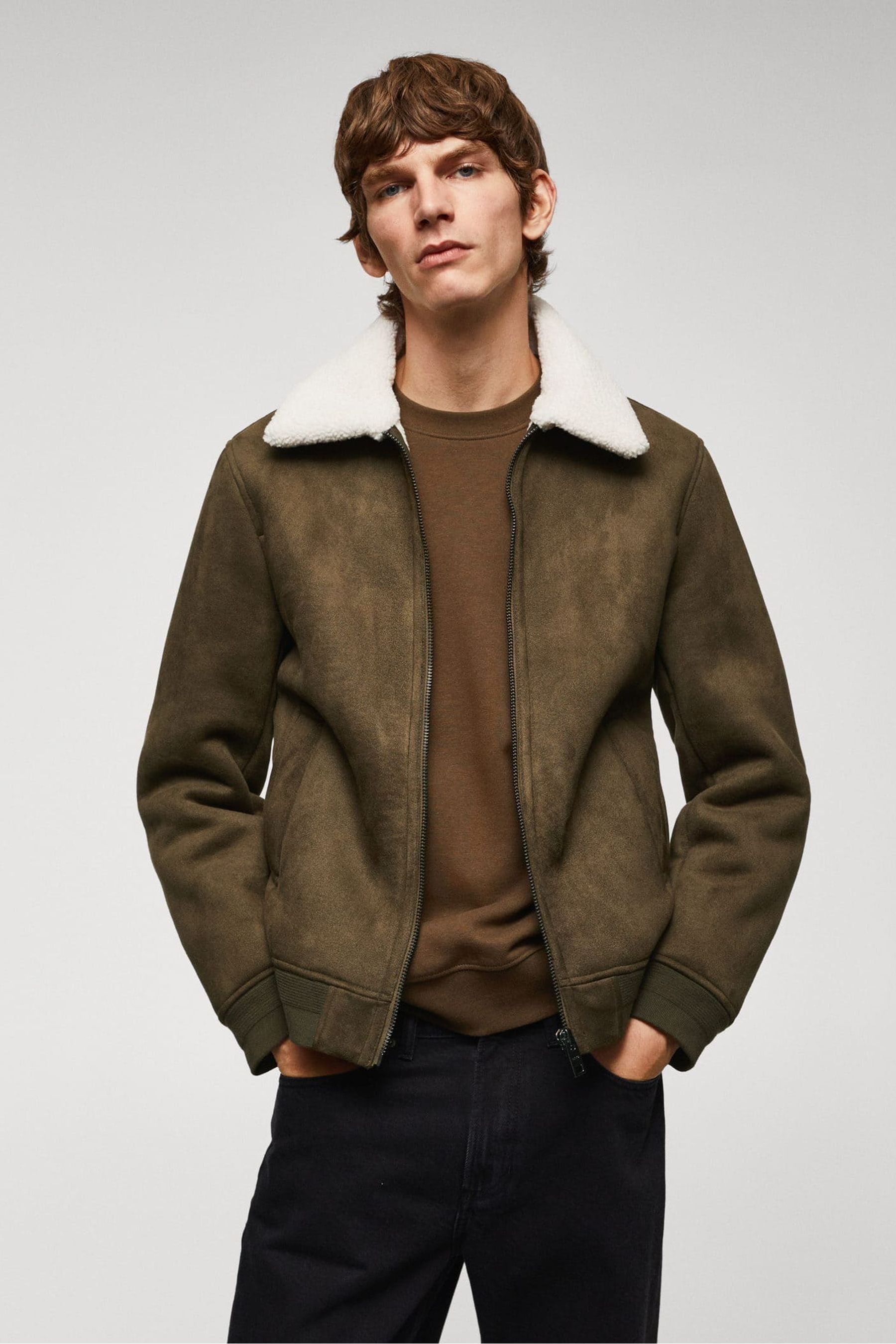 Mango faux discount fur pocket jacket