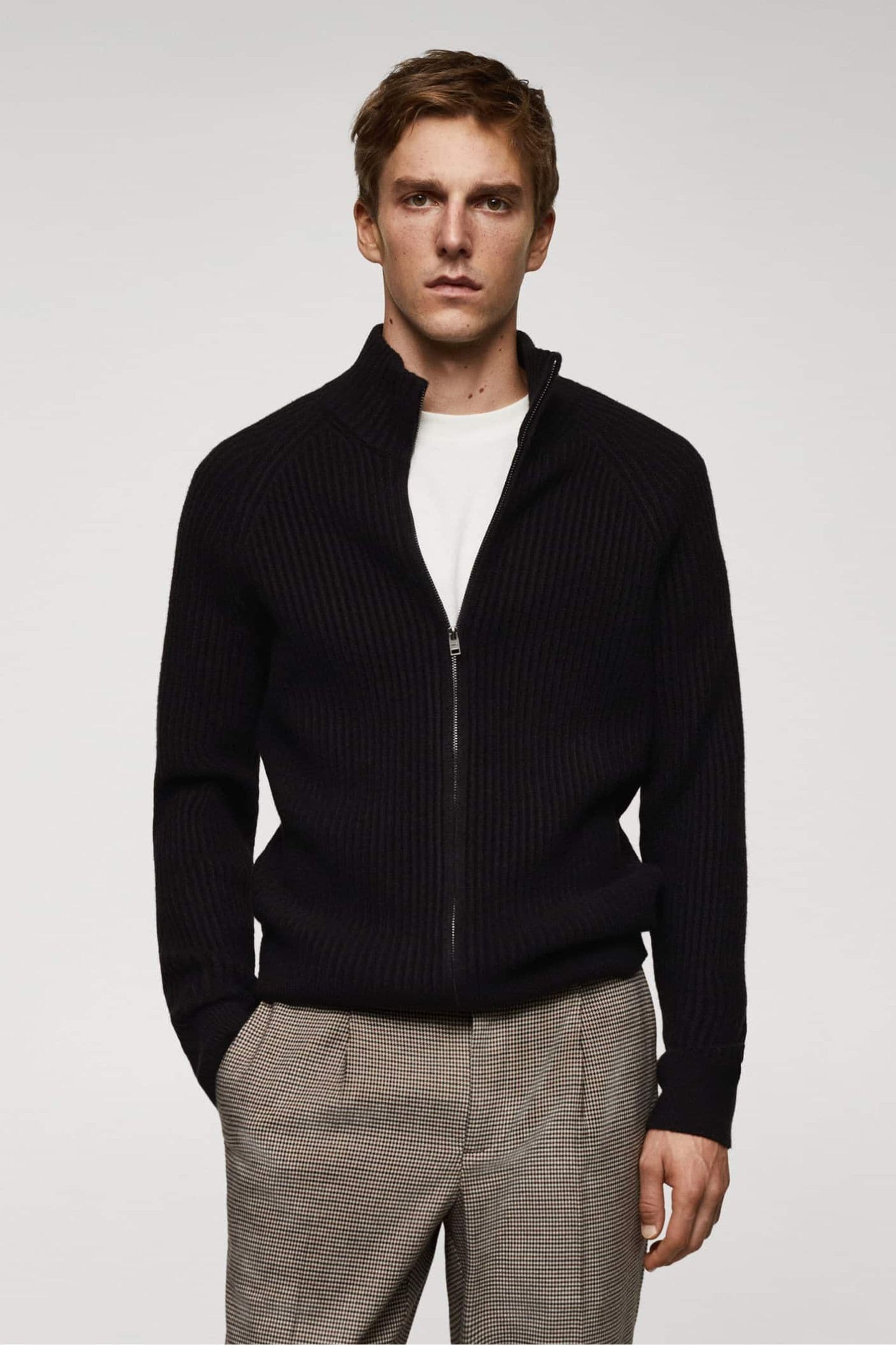 Mens black zip top up cardigan
