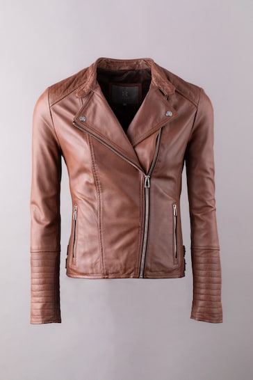 Lakeland Leather Tan Toni Leather Biker Jacket