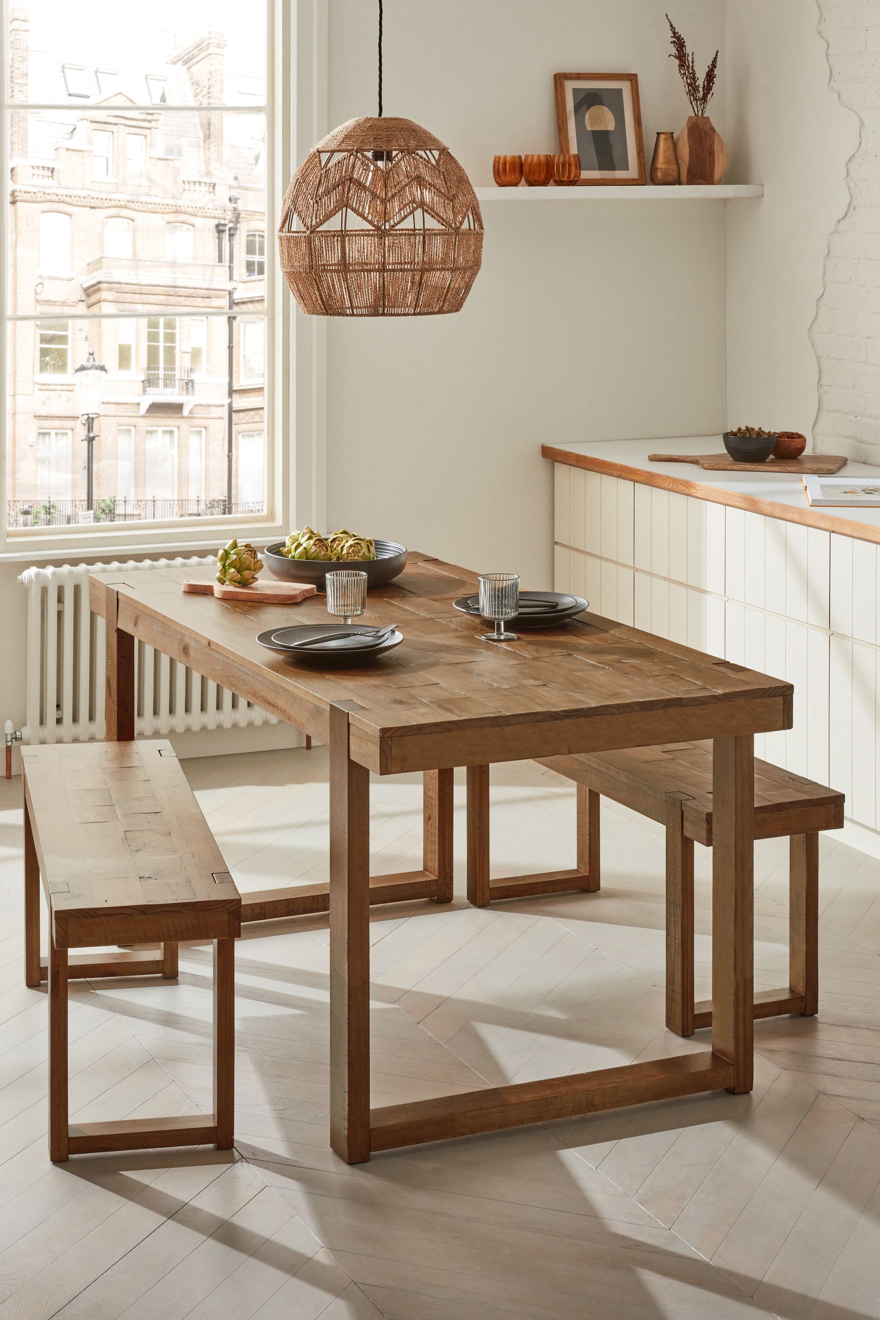 Buy Natural Jefferson Pine 4 Seater Dining Table and Bench Set from the Next UK online shop